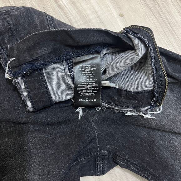 BDG Urban Outfitters Ruched Dipped V Flare Black Jeans Women's Size 27 Side Zip - Picture 10 of 12